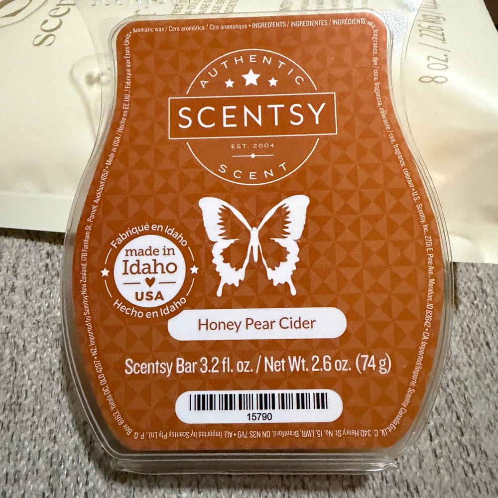 Scentsy Honey Pear Cider Wax Bar - Orange and White Label